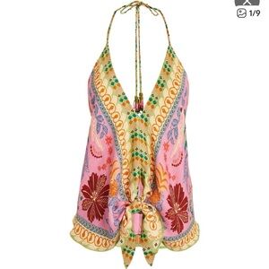 FARM Rio Pink Floral Scarf Top